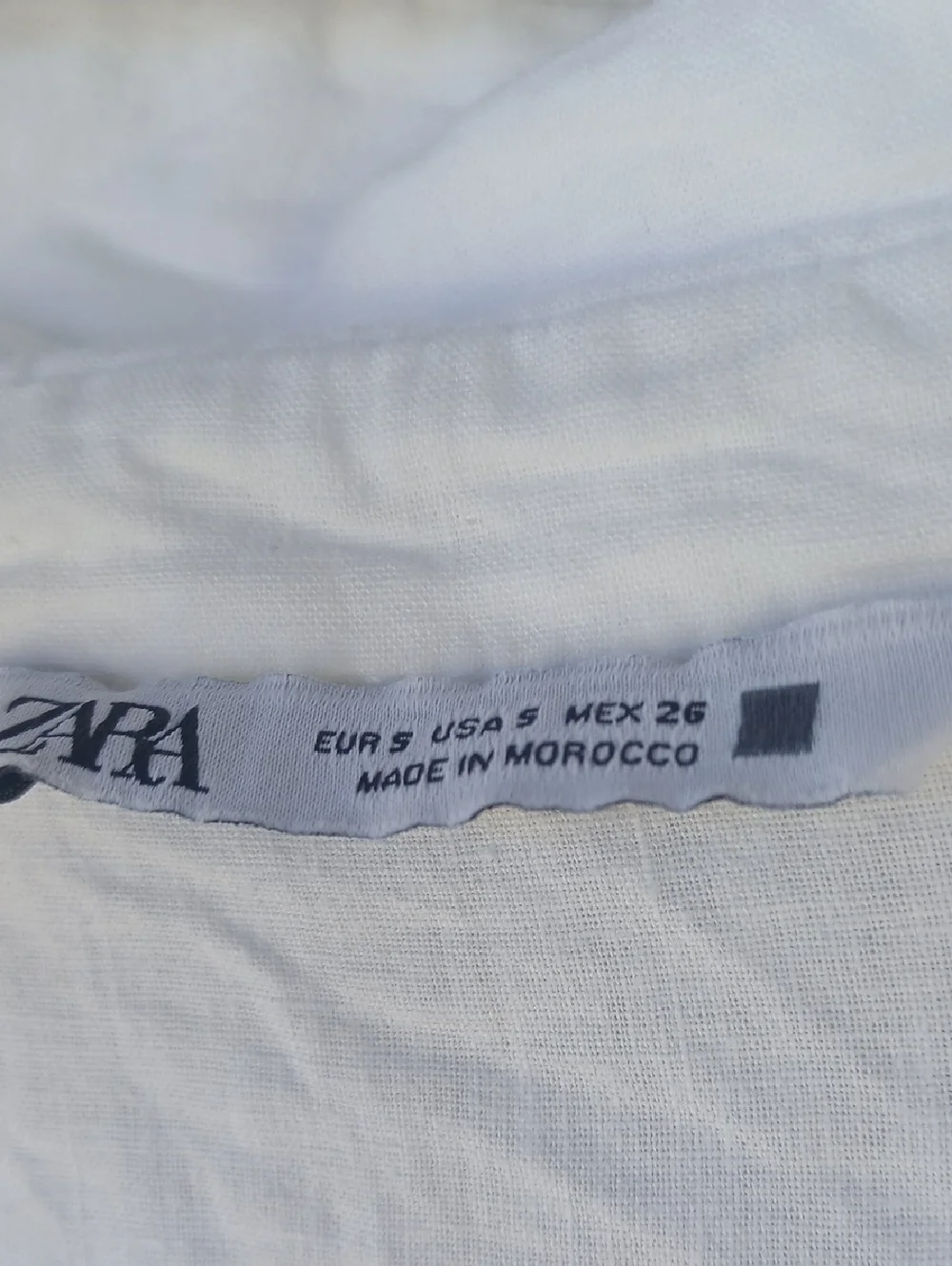 Zara Cropped 100 % Linen White Button-Up Top Cropped Short Sleeves - Picture 3 of 4